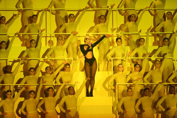 SEVILLE, SPAIN - NOVEMBER 03: Dua Lipa performs on stage during the MTV EMAs 2019 at FIBES Conference and Exhibition Centre on November 03, 2019 in Seville, Spain. (Photo by Dave J Hogan/Getty Images for MTV)