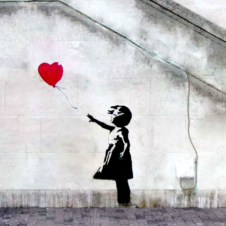 Banksy arrives at Circulo de Bellas Artes in Madrid